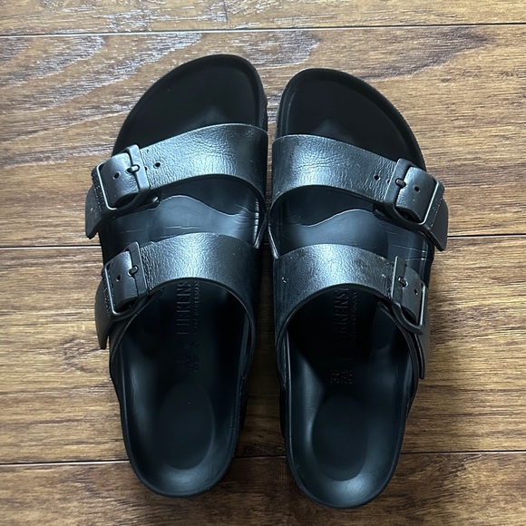 women’s Black Double Strap  birkenstock Sandals - Picture 1 of 2